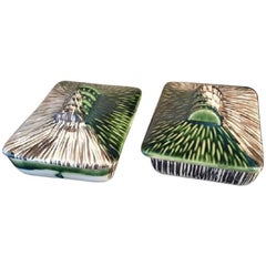 Japanese Fine Pair of Hand Glazed "Minka" Ceramic Sweets Boxes, Kashiki
