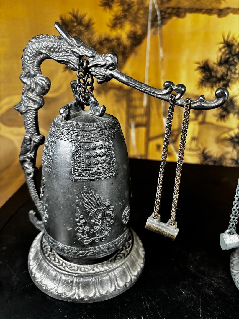 Japanese Fine Pair Older Dragon Bells Resonate Beautiful Serene Sounds 1