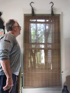 Japanese Fine Set Four Silk and Bamboo Blinds or Screens "Sudare" Lovely Quality