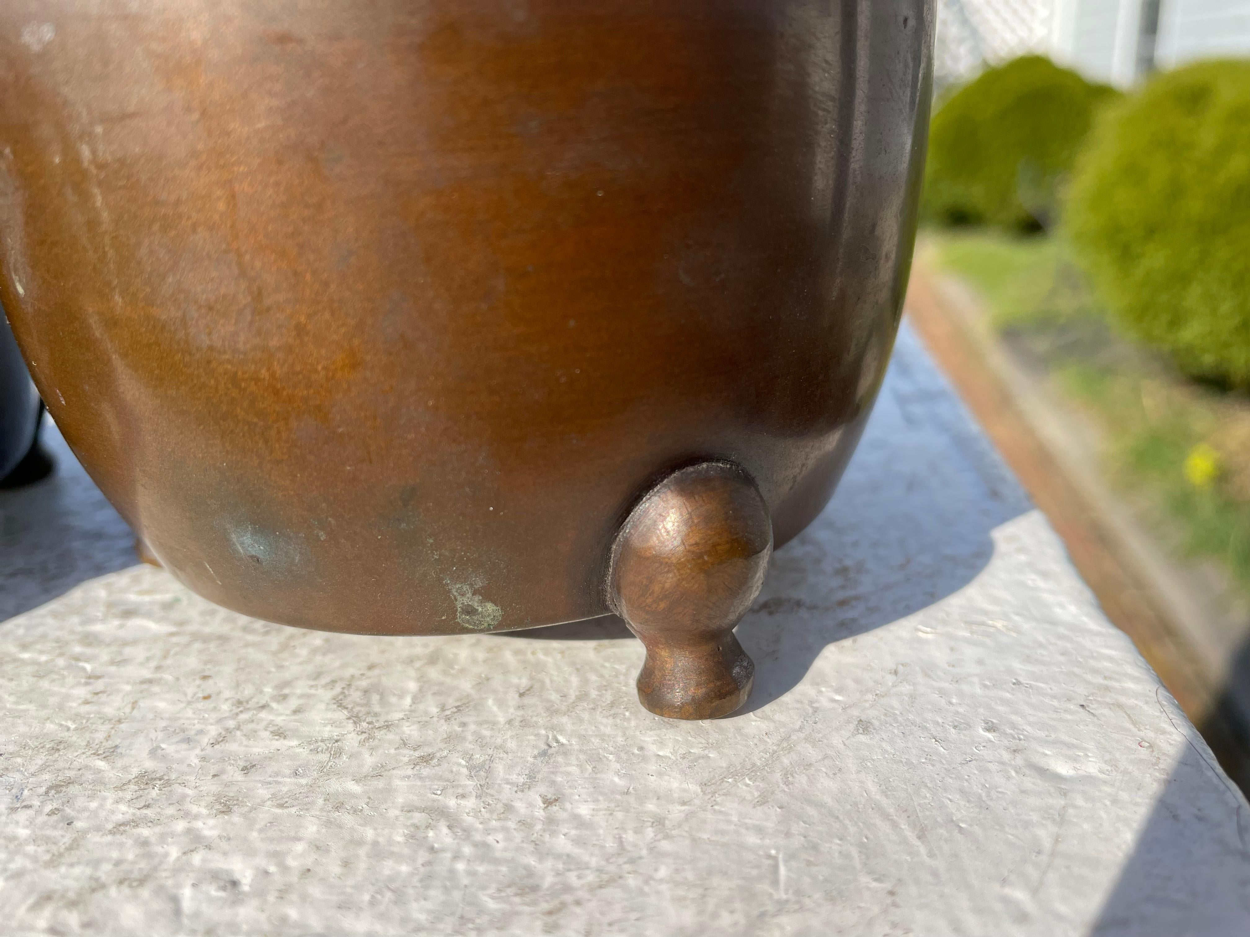 Japanese Fine Vintage Pair Bronze Cache Pots 1