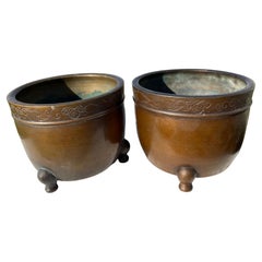 Japanese Fine Vintage Pair Bronze Cache Pots