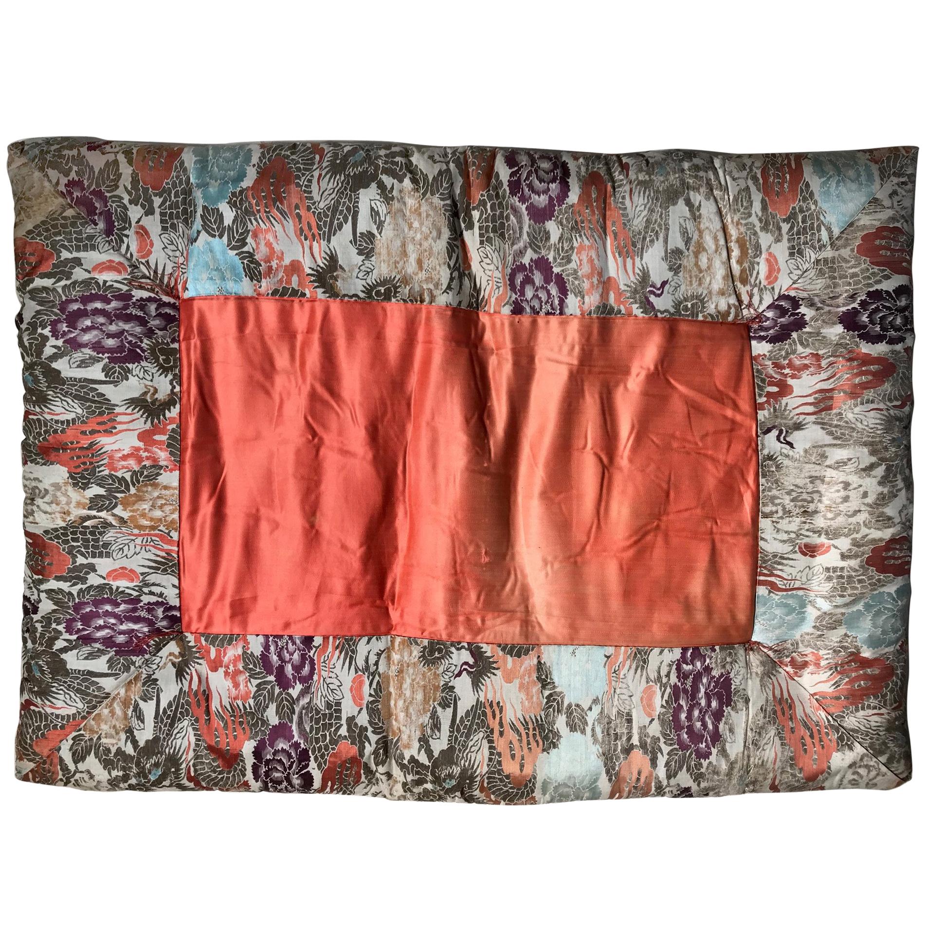 Japanese Fine Vintage Silk Meditation Pillow Rug Cushion