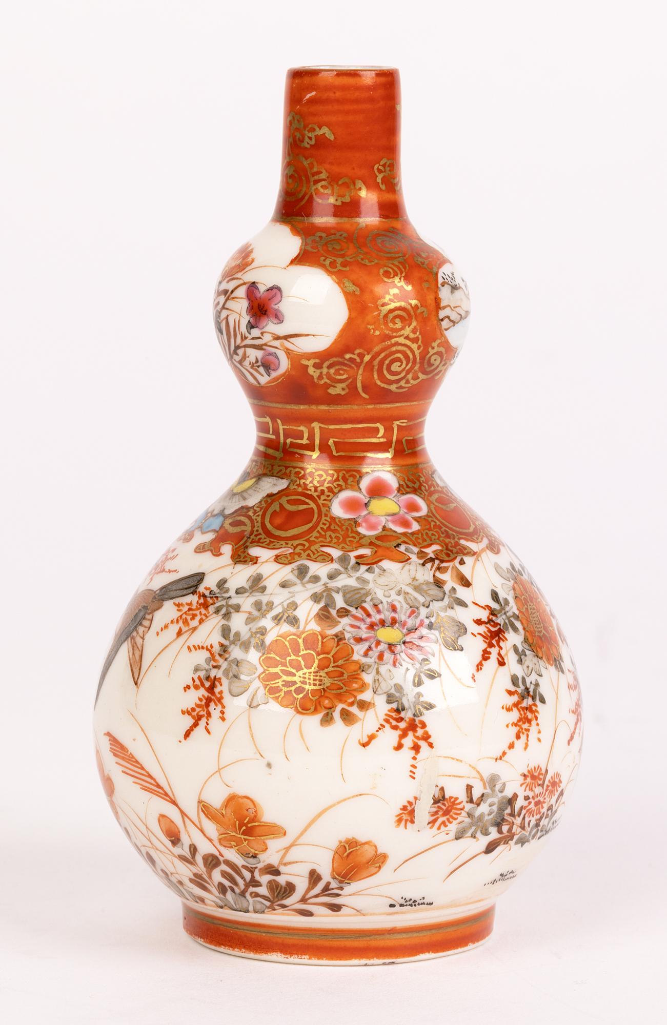 Japanese Finely Hand-Painted Kutani Porcelain Double Gourd Vase 6