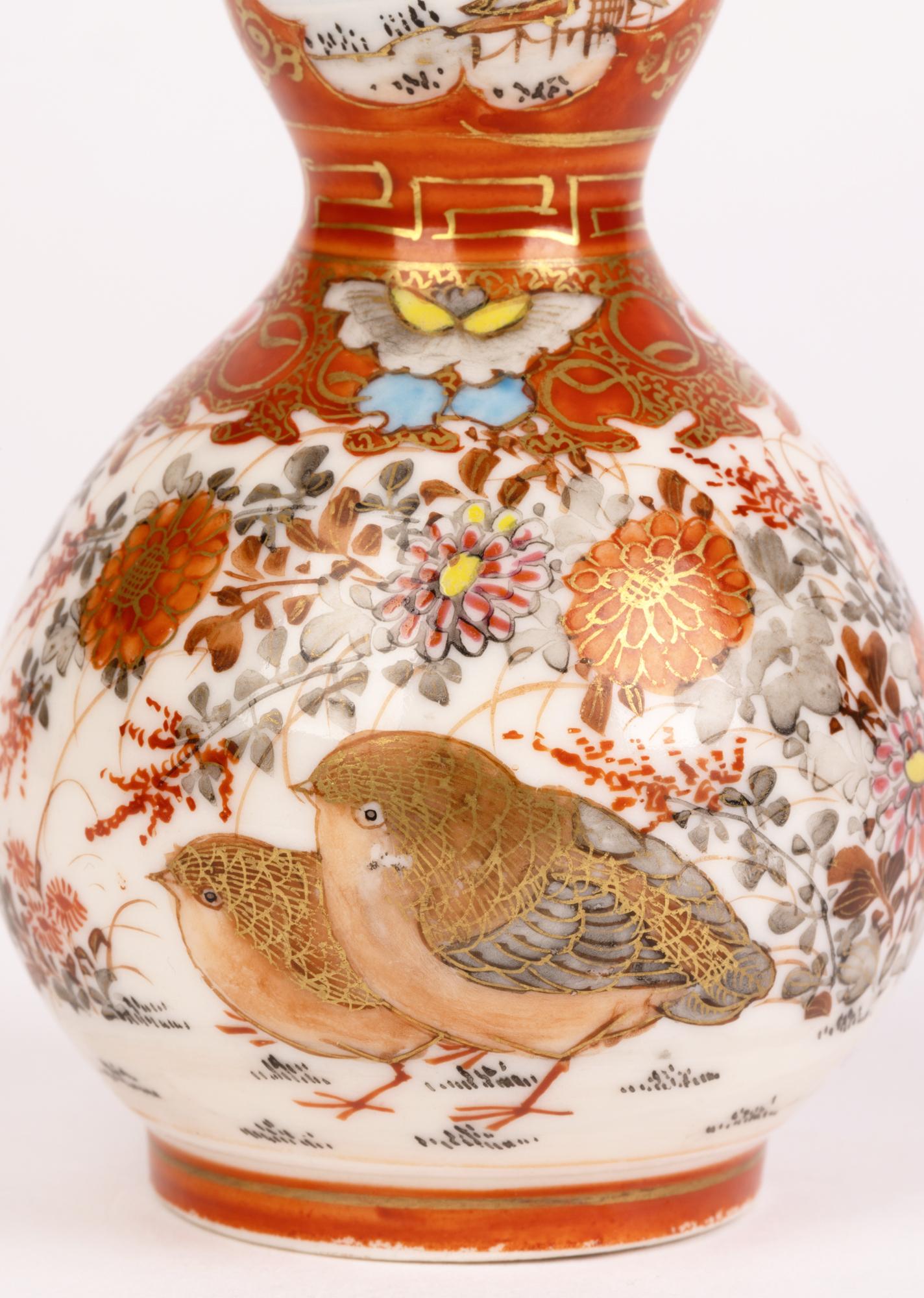 Japanese Finely Hand-Painted Kutani Porcelain Double Gourd Vase 10