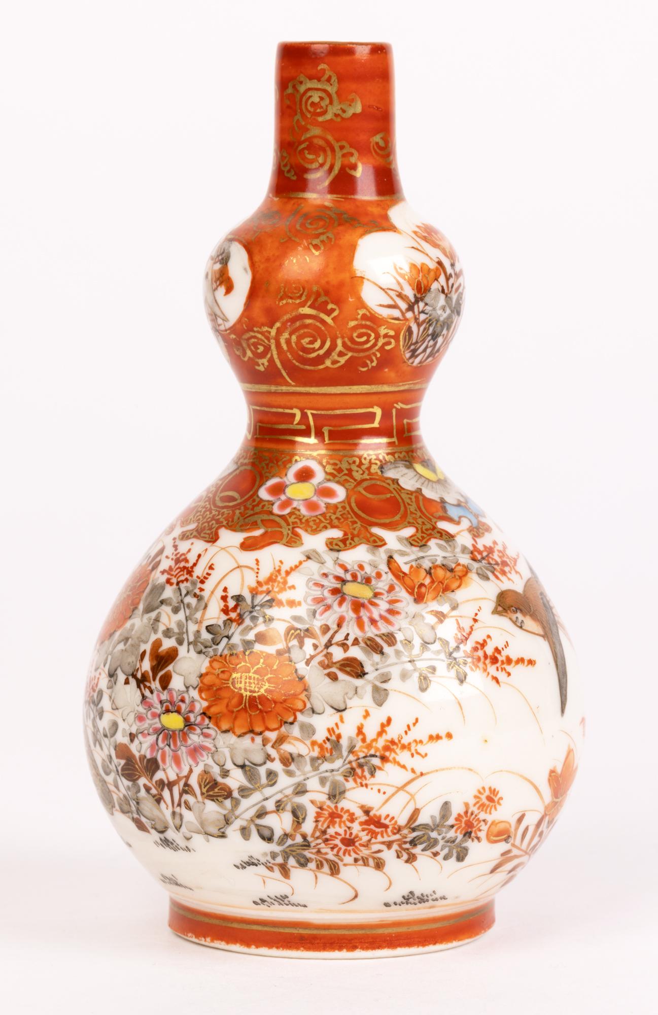 Japanese Finely Hand-Painted Kutani Porcelain Double Gourd Vase 1