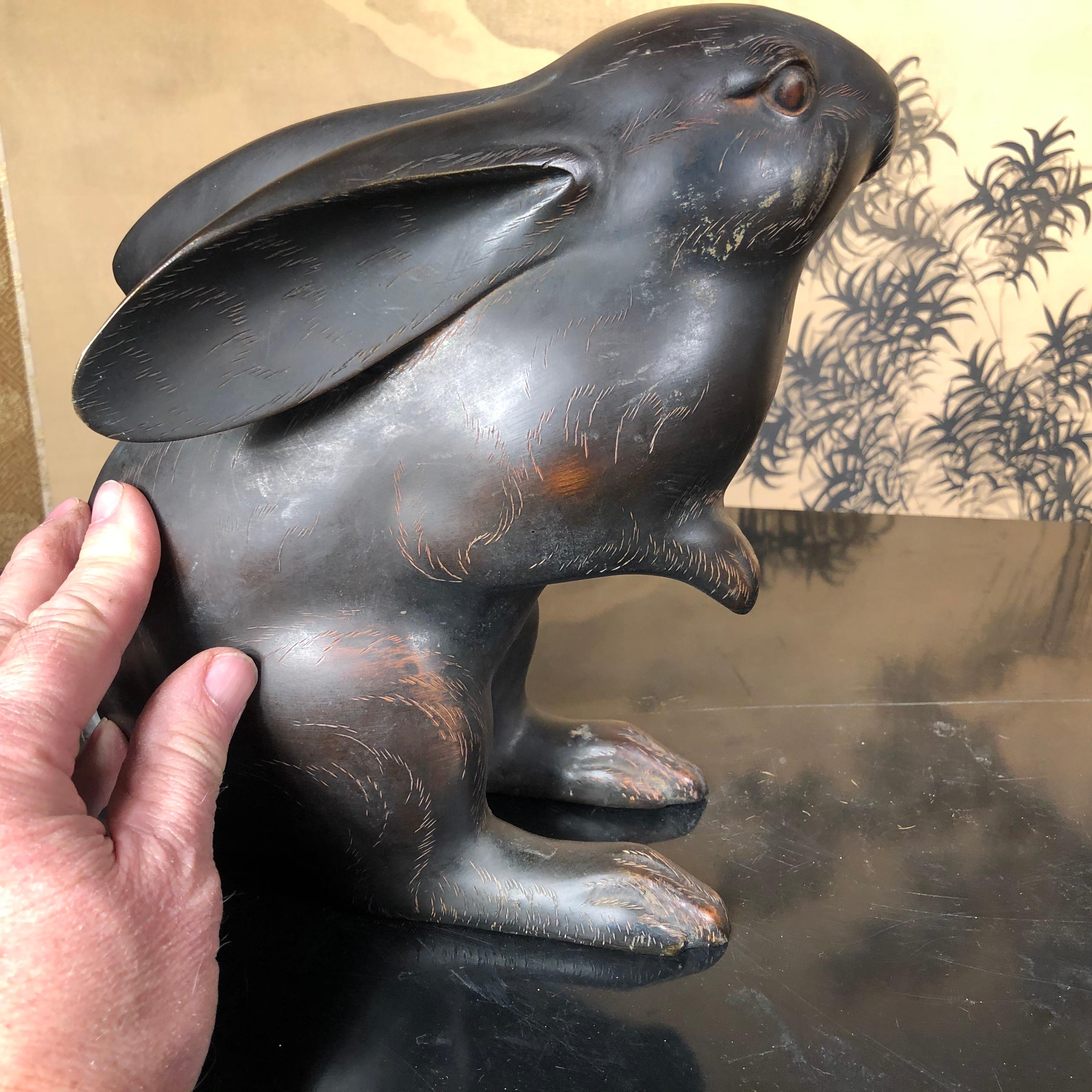 Japanese Big Bronze Trio Rabbits Usagi 4