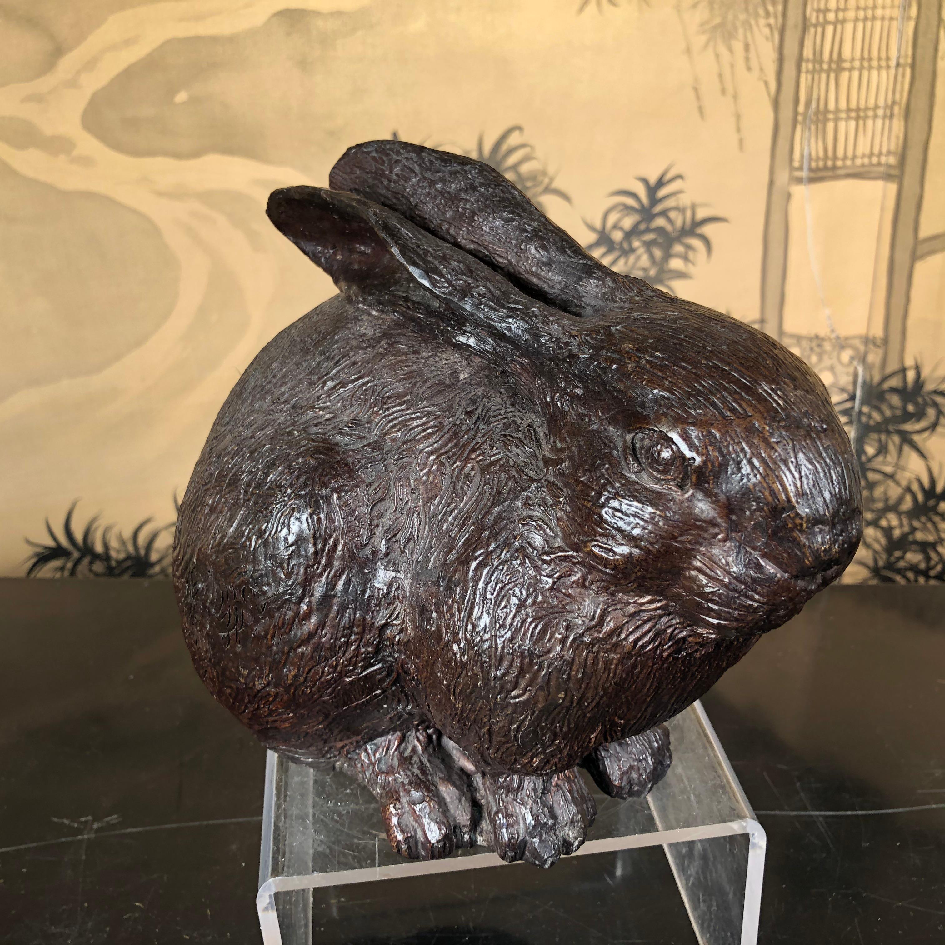 Japanese Big Bronze Trio Rabbits Usagi 10