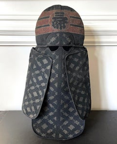 Japanese Fireman Hood with Stencil Inscription Meiji Period