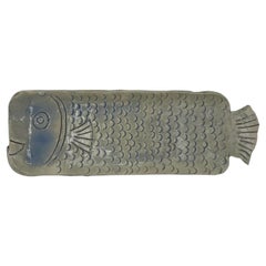 Japanese Fish Plate Hand Made Blue 1990s