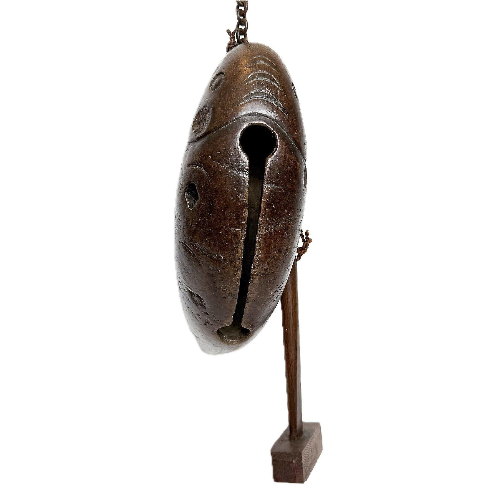 Hand-Carved Japanese Fish Shape Meditation Drum (Gyoban), Edo Period For Sale