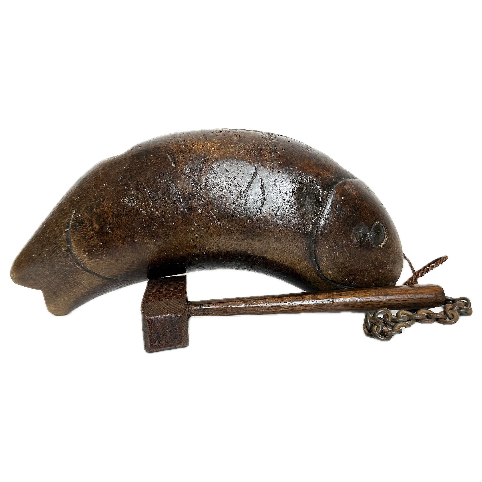 Wood Japanese Fish Shape Meditation Drum (Gyoban), Edo Period For Sale