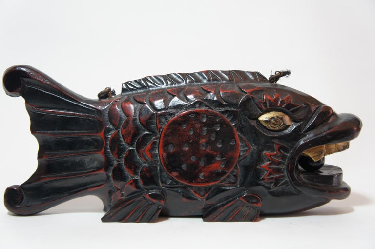 Japanese FishShaped Wooden Drum, "Mokugyo", 1950s For Sale at 1stDibs