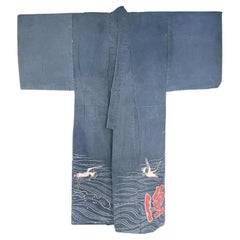Japanese Fisherman Festival Kimono with Tsutsugaki Design