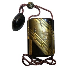 Japanese Five-Case Inro with Benkei and Yoshitsune, Edo–Meiji Period