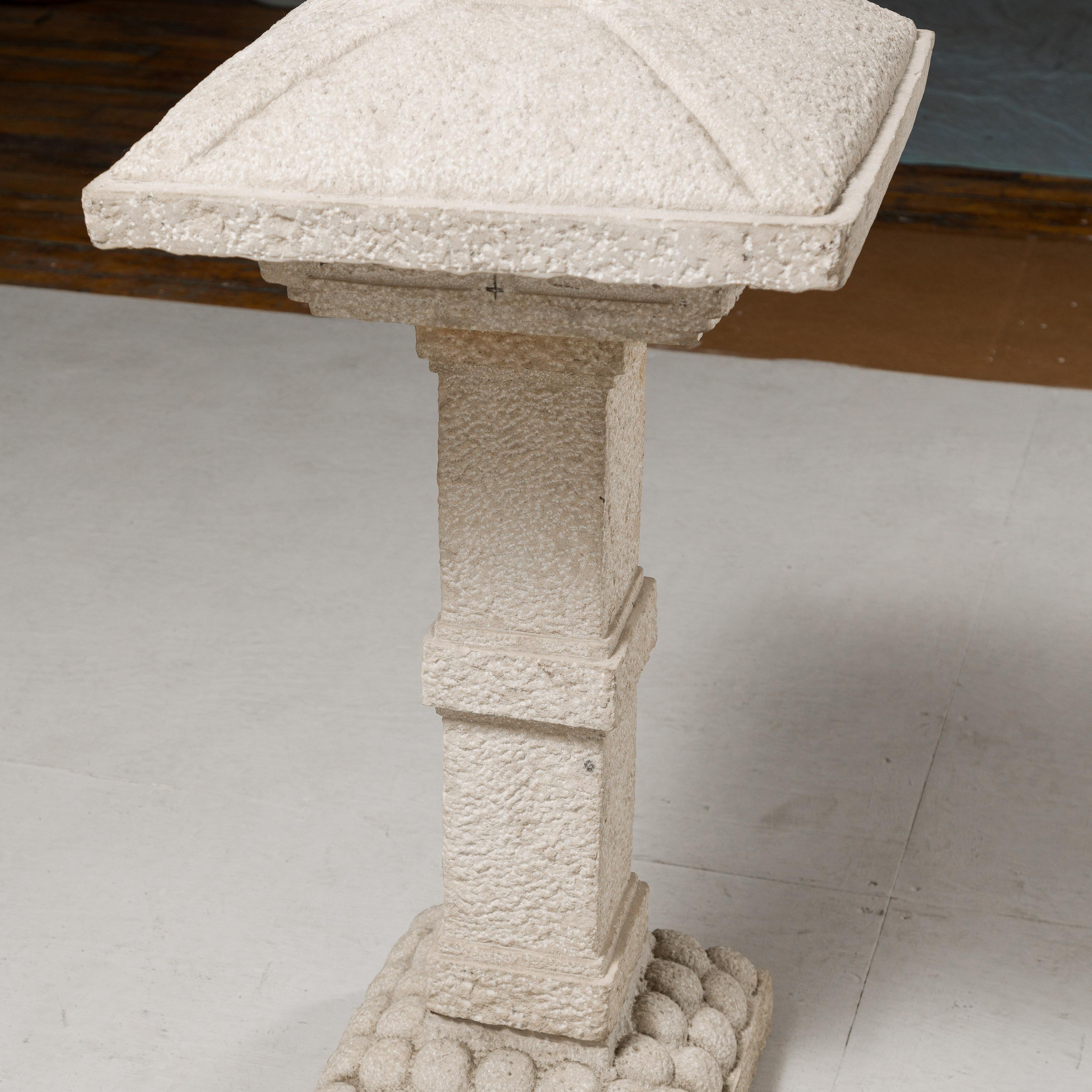 Japanese Five-Piece Carved Stone Pagoda with White Patina 8