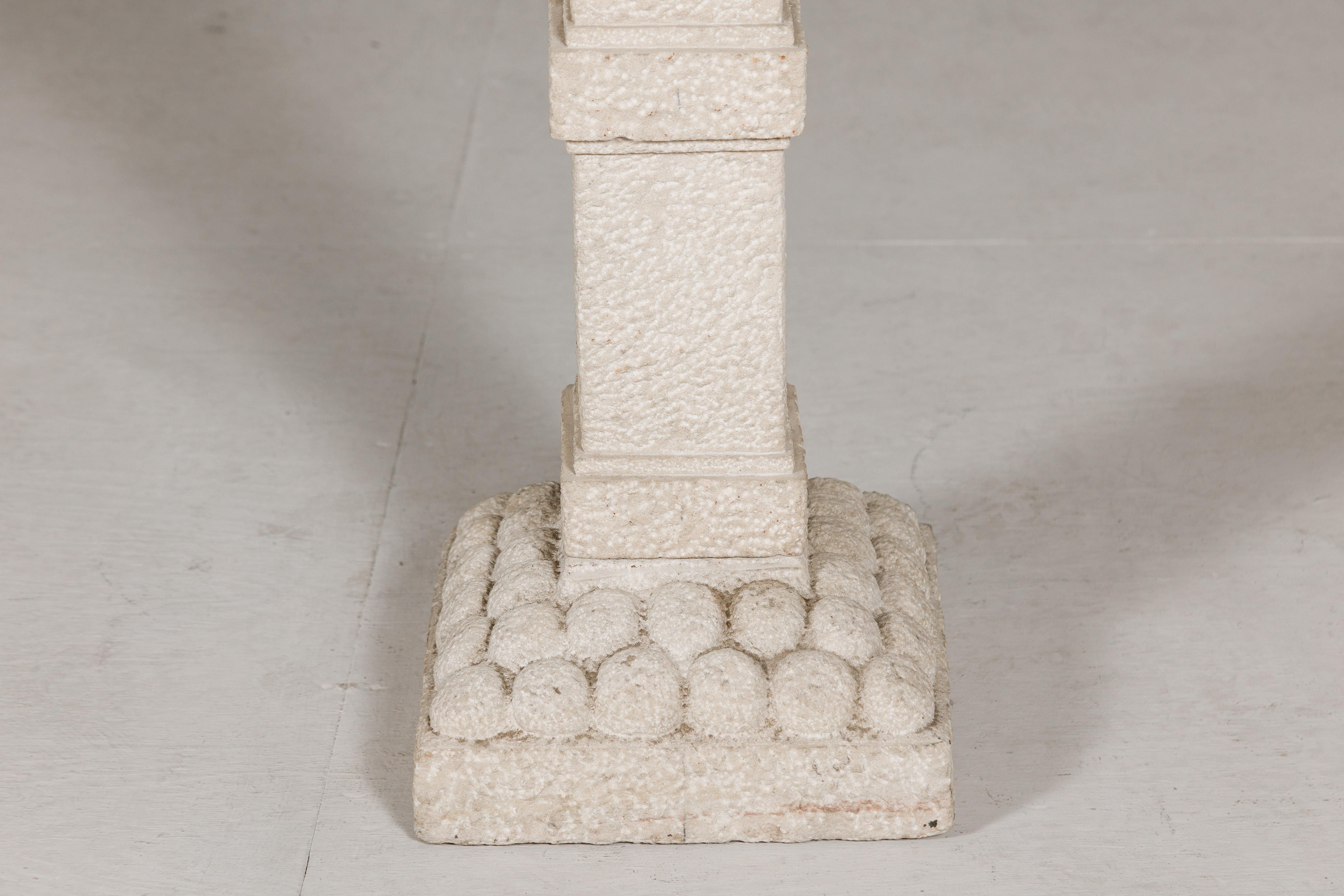 Japanese Five-Piece Carved Stone Pagoda with White Patina 3
