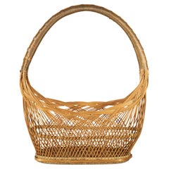 Japanese Flat Ikebana Basket, Bamboo, Suruga Sensuji Style