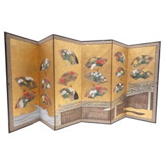 Japanese Flolding Screen, Wood and Paper, 1900s