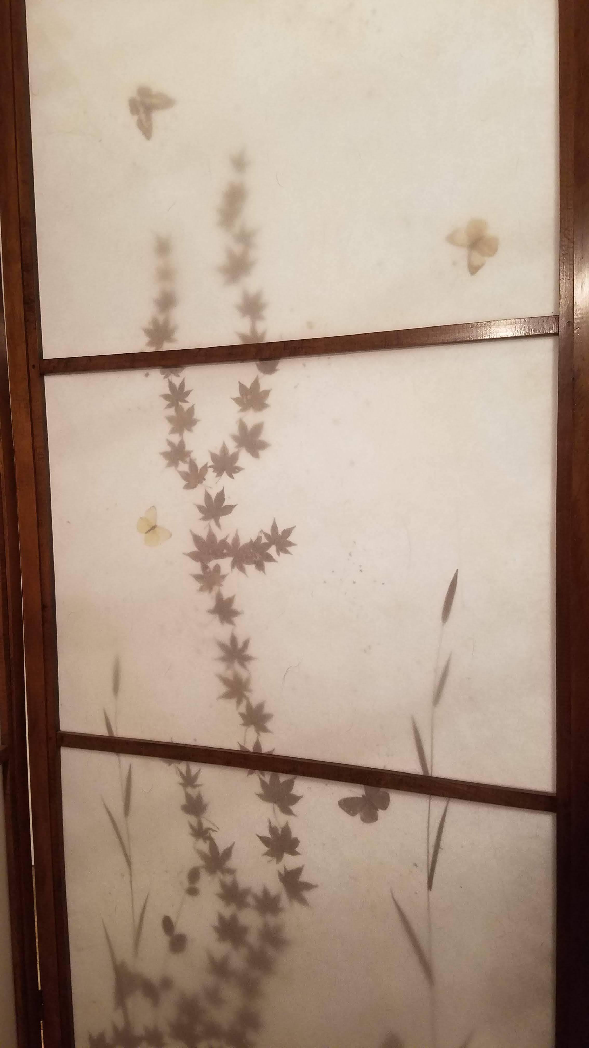 Japanese Floor Screen Shoji Paper Natural Elements Elmwood Frame, 1950-1960 For Sale 5
