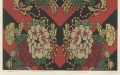 Japanese Floral and Butterfly Textile Pattern: Antique Lithograph, 1880s
