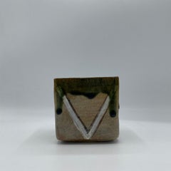 Japanese Flower Vase Oribe Ware Shunhou 1980s