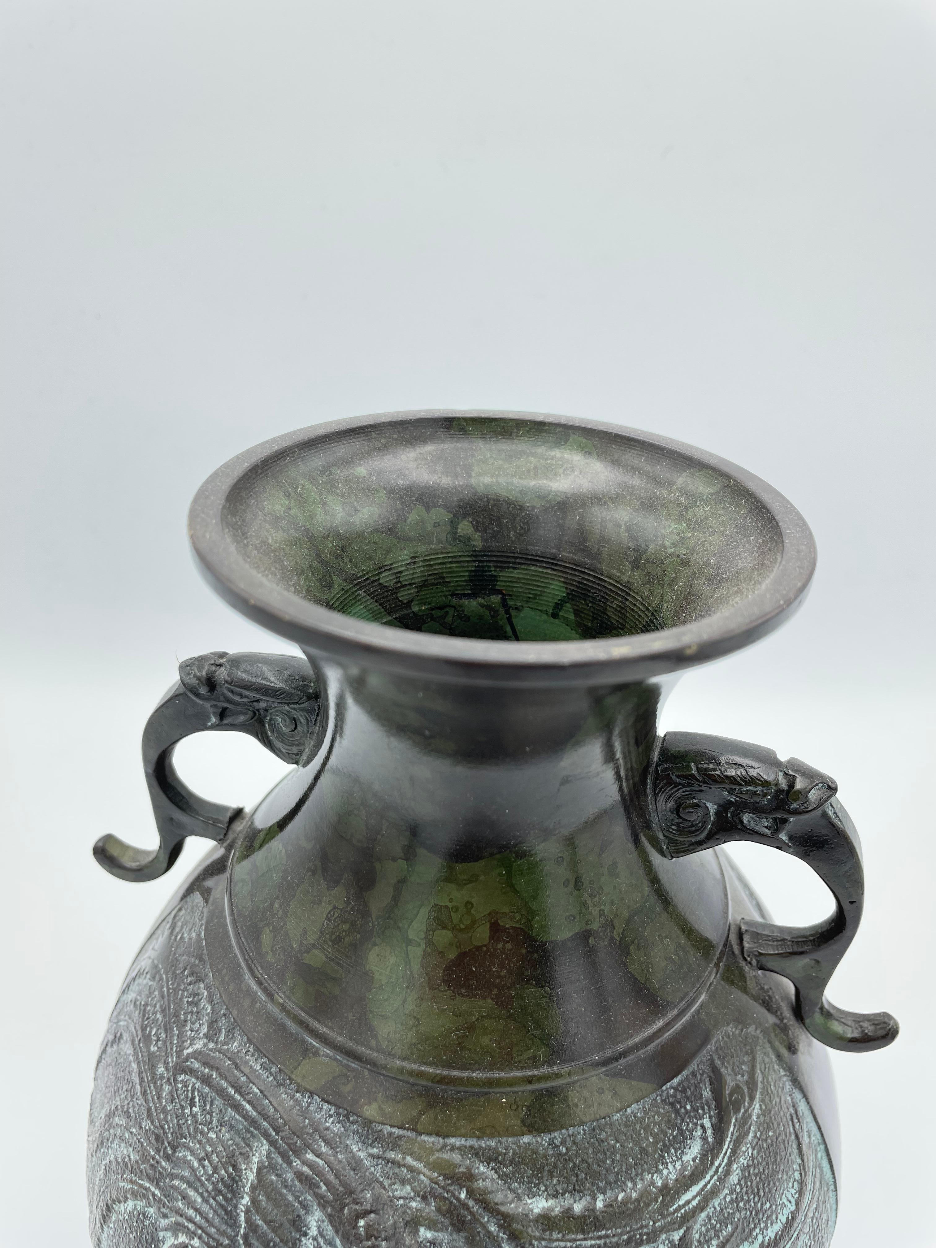 Japanese Flower Vase Takaoka Seido Bronze, 1930s For Sale 6