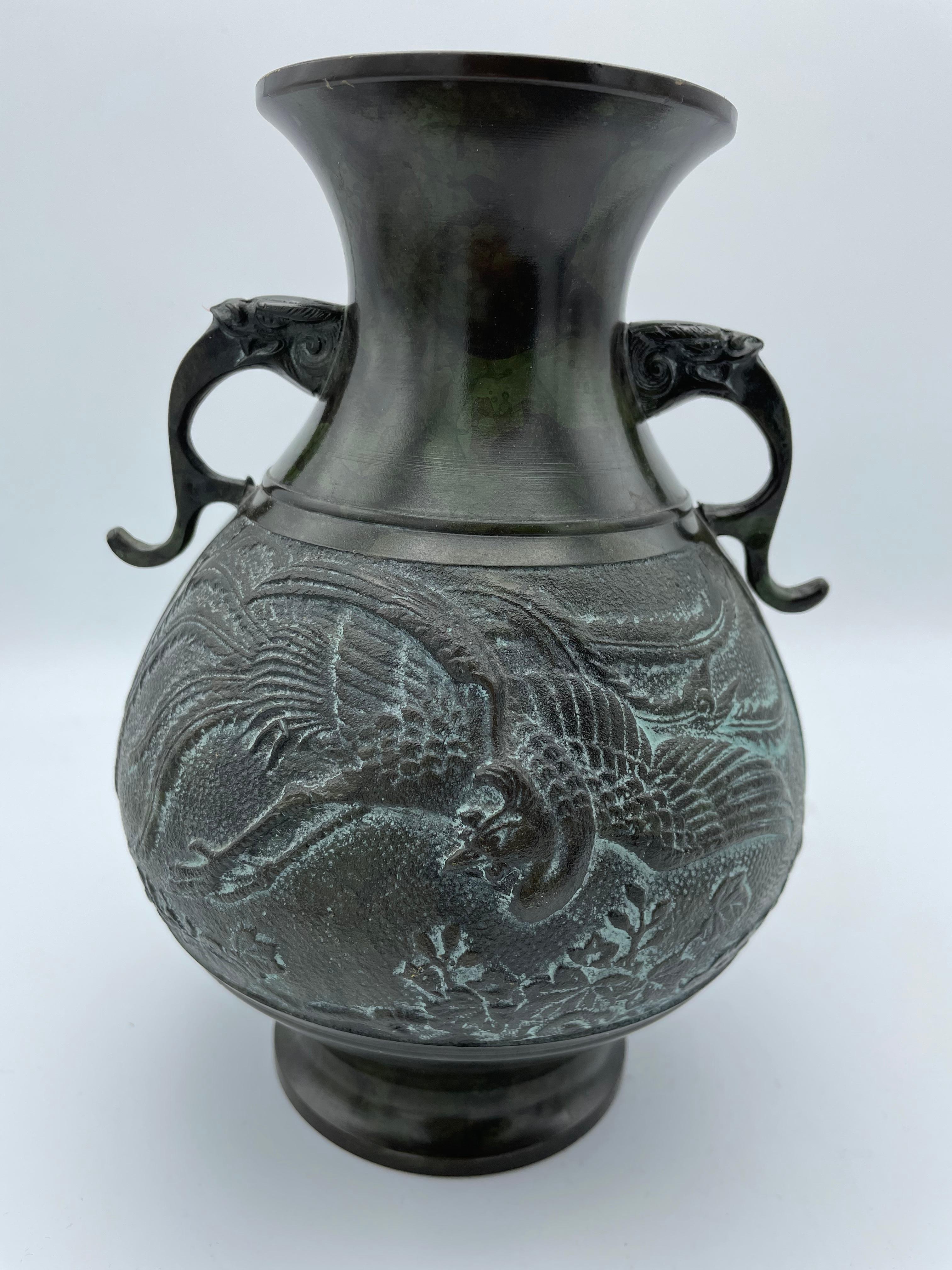 Japanese Flower Vase Takaoka Seido Bronze, 1930s For Sale 11