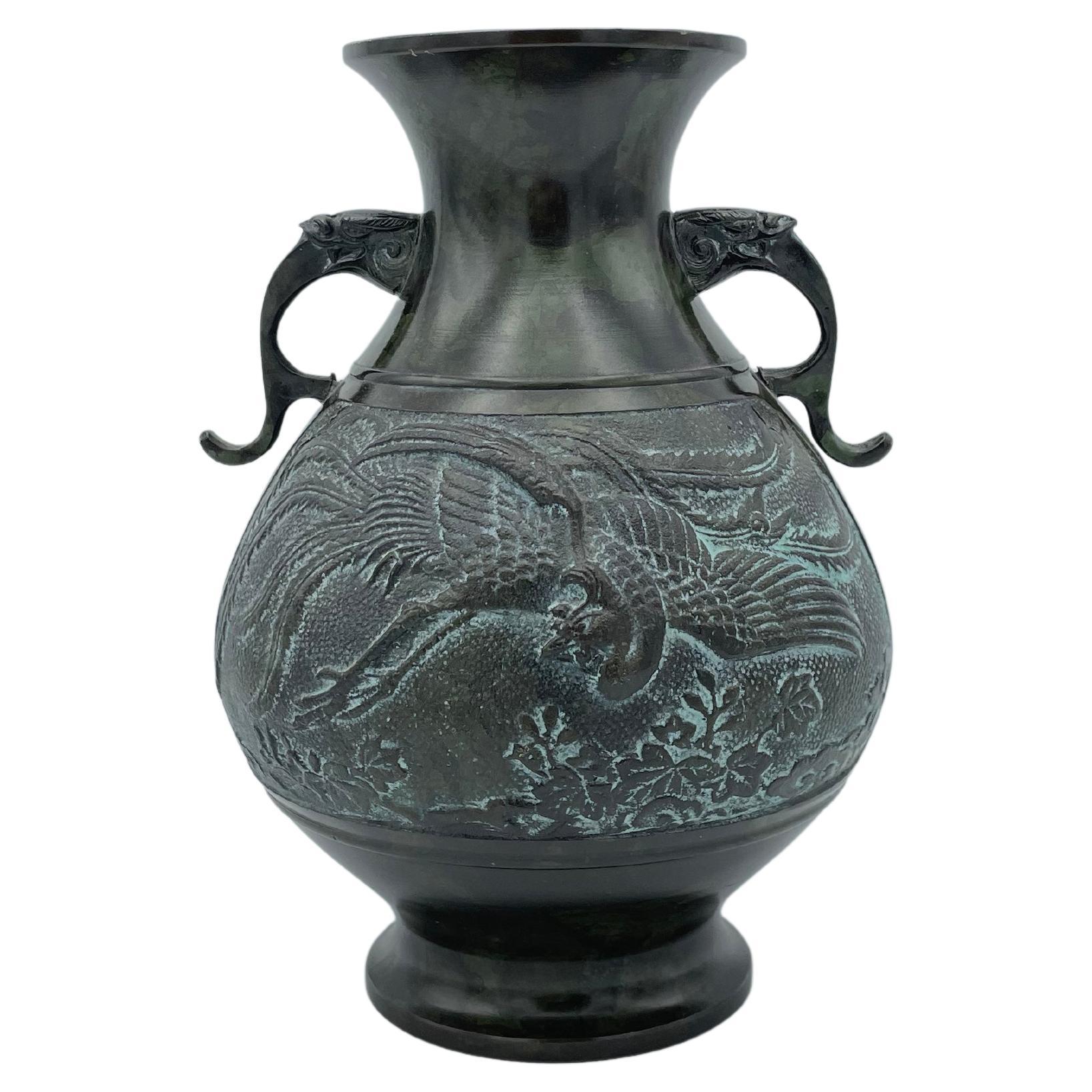 Japanese Flower Vase Takaoka Seido Bronze, 1930s For Sale