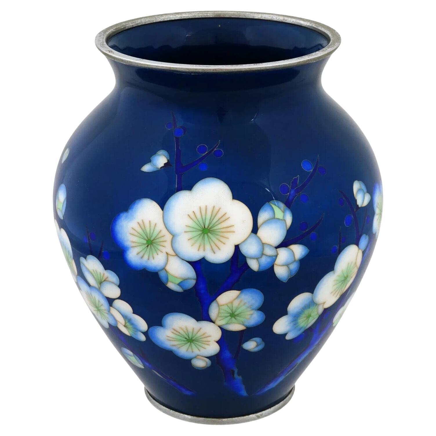 Jarrón esmaltado de cloisonné Flores japonesas Mariposa en venta