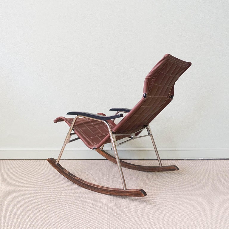 Mid-Century Modern Japanese Foldable Rocking Chair by Takeshi Nii, 1950's For Sale