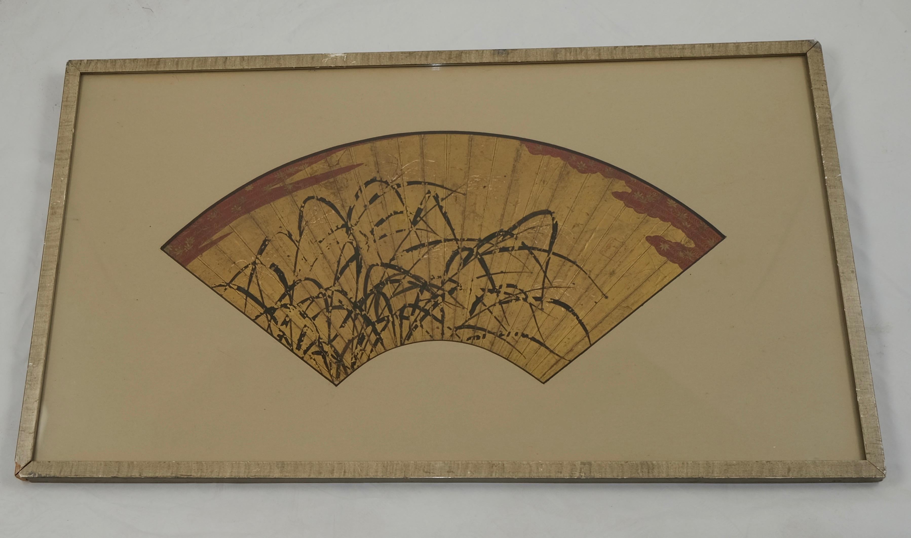Japanese Folding Fan, 19th C. Framed In Good Condition In Stockholm, SE