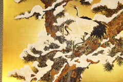 Japanese Folding Screen - Cranes in the Snow