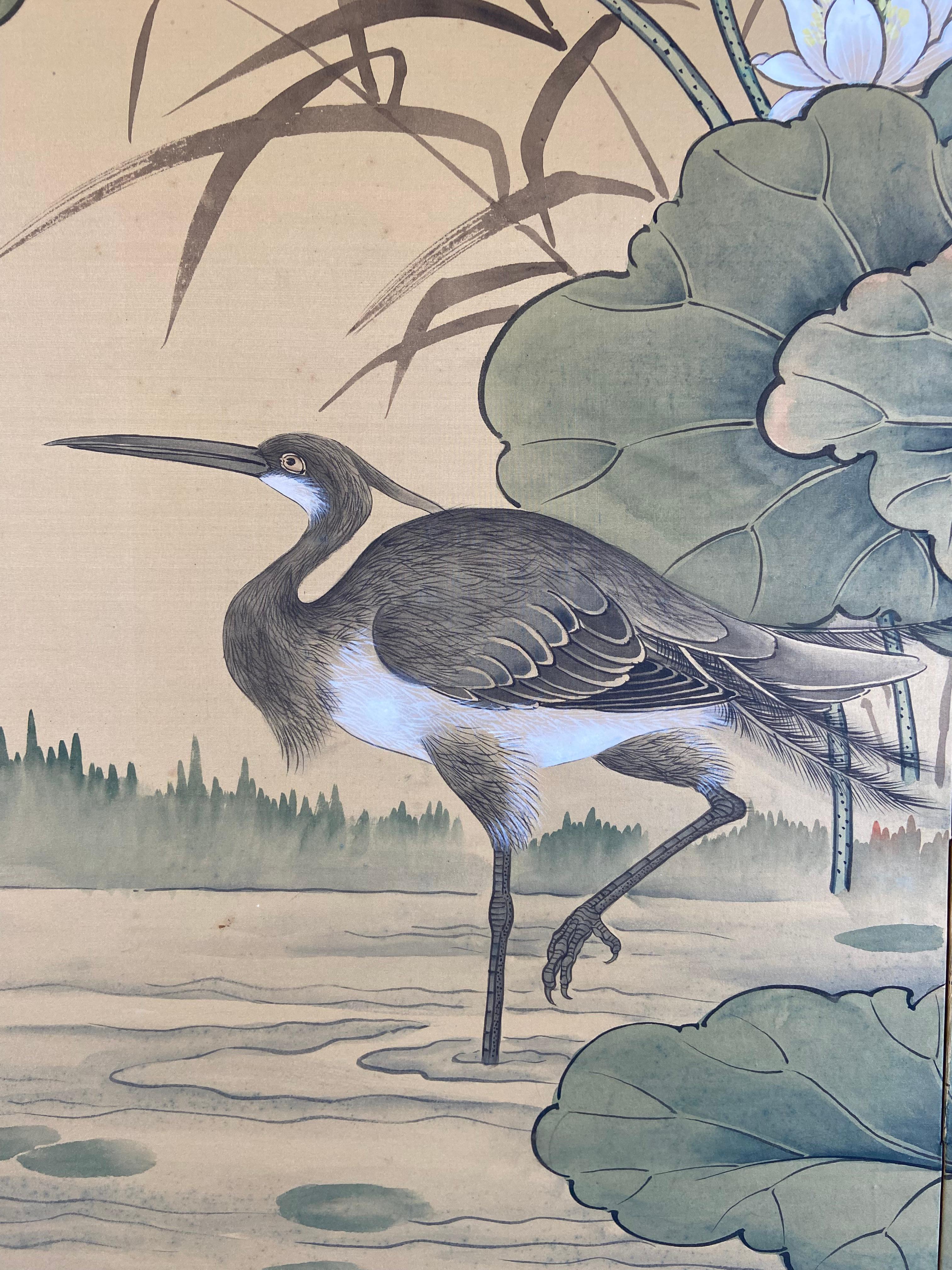 Hand-Painted Japanese folding screen For Sale