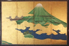 Japanese Folding Screen Gold Leaf