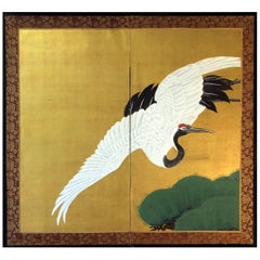 Japanese Folding Screen Gold Leaf