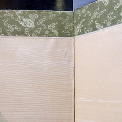 Japanese folding screen, or byōbu, decorated with lotus flowers