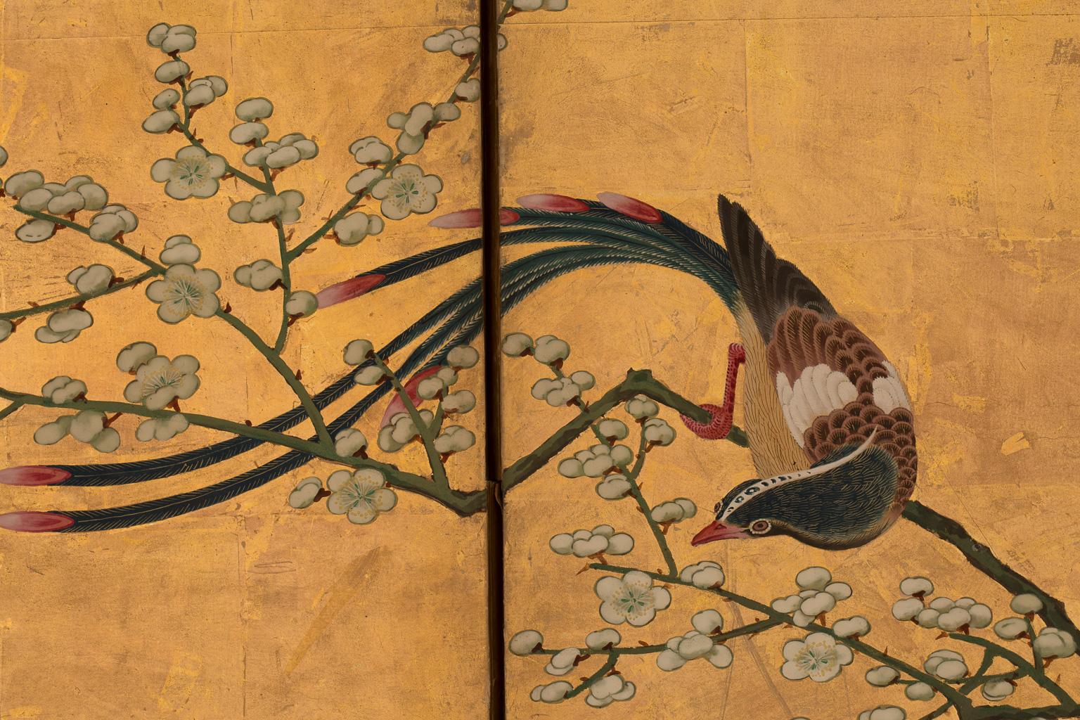 Japanese Folding Screen with a Spring Landscape, Kano School, 19th Century In Good Condition For Sale In Milano, IT