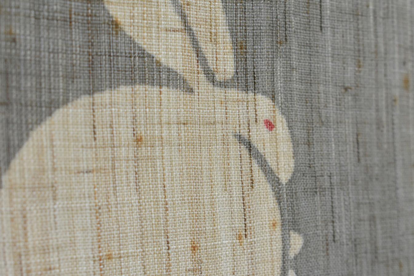 Japanese Folding Screen with Moon and Rabbit Drawn on Cloth/Old Partition/20th 1