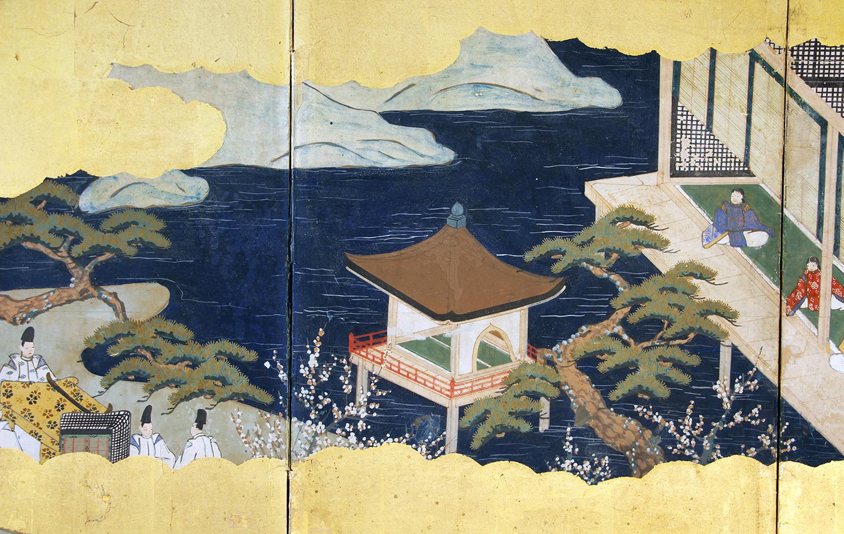 Japanische Folding Screens Blattgold im Zustand „Gut“ im Angebot in Brescia, IT