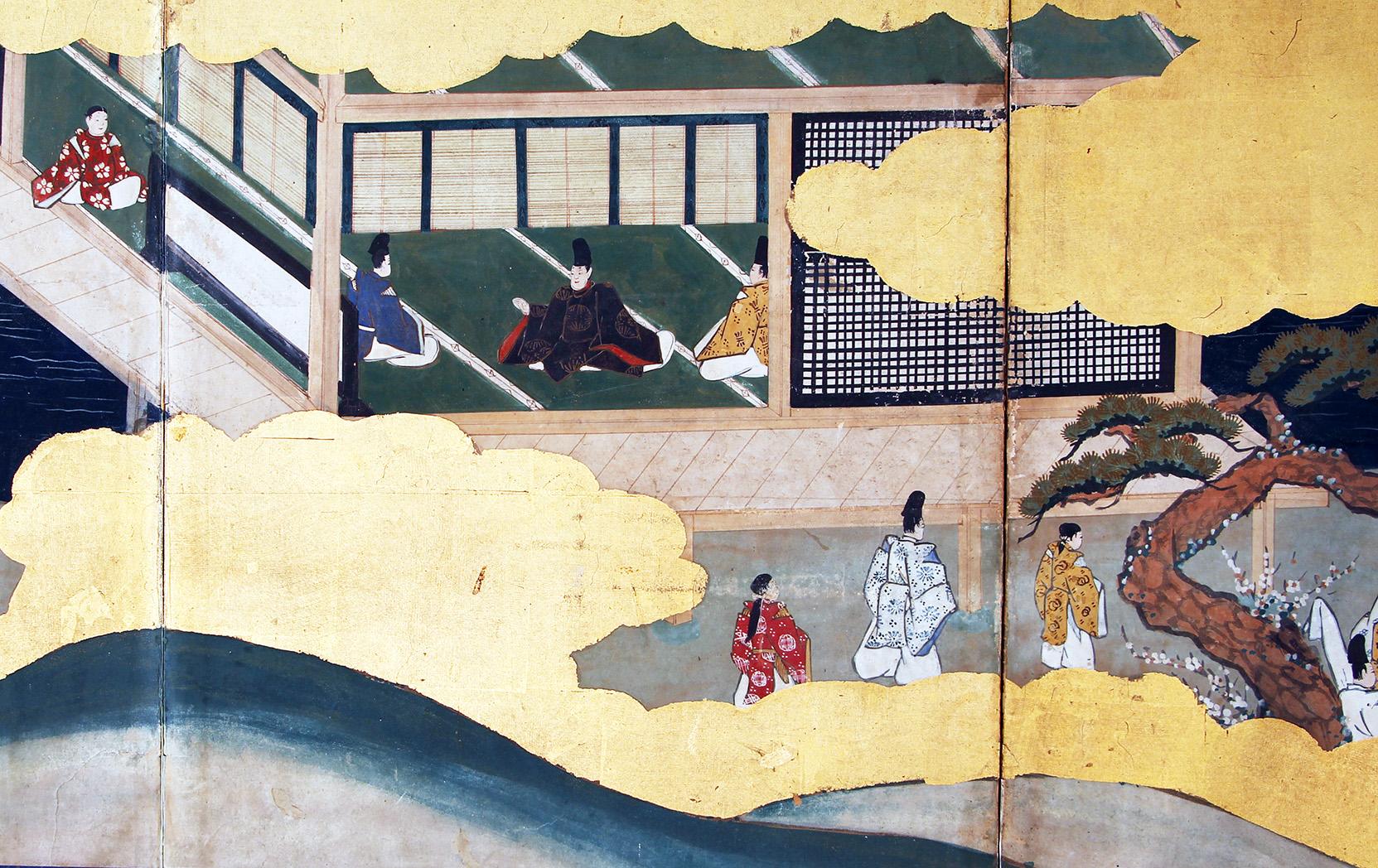 Japanische Folding Screens Blattgold (19. Jahrhundert) im Angebot