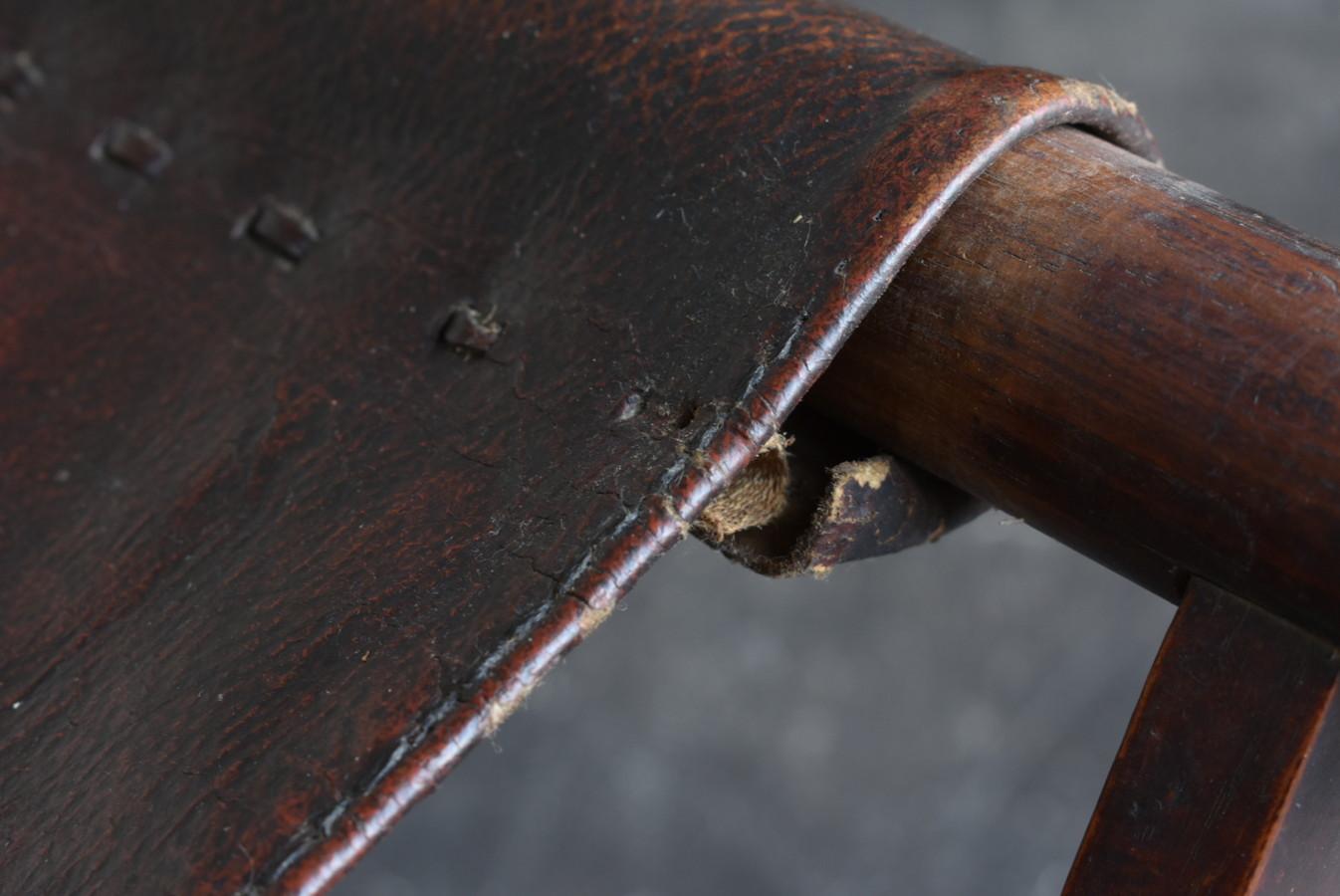 Bois Chaise pliante japonaise en bois antique / 1868-1920 / tabouret à hélice