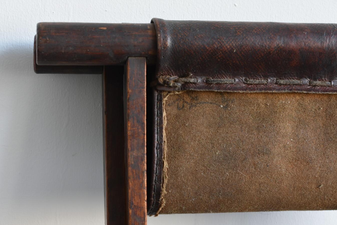 Chaise pliante japonaise en bois antique / 1868-1920 / tabouret à hélice 3