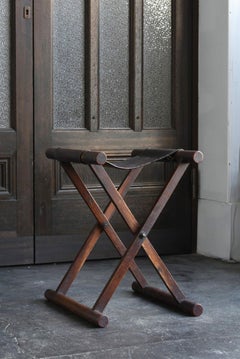 Chaise pliante japonaise en bois antique / 1868-1920 / tabouret à hélice
