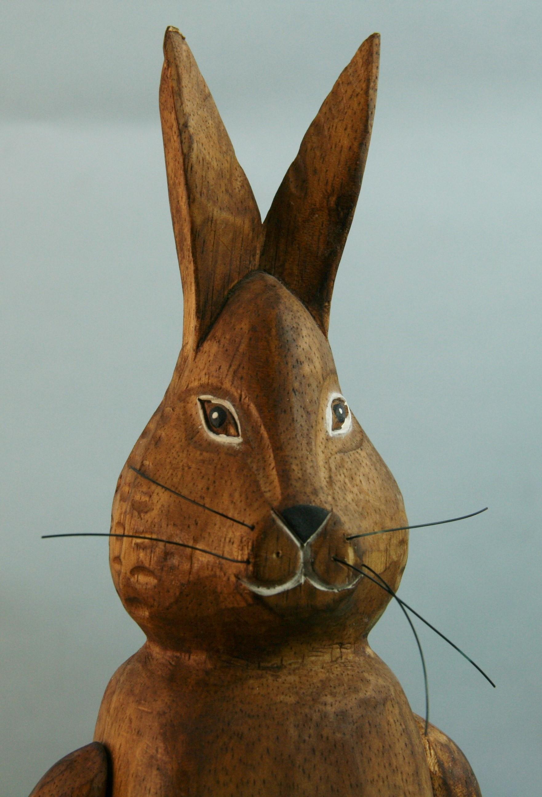 Japanese Folk Art Articulating Hand Carved Wood Rabbit 6
