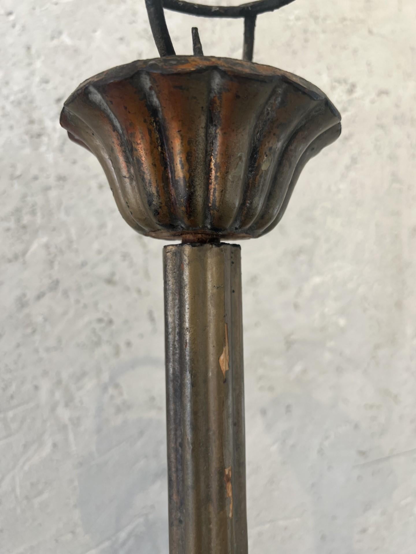 Hand-Carved Japanese Folk Art Lacquered Candlestick For Sale