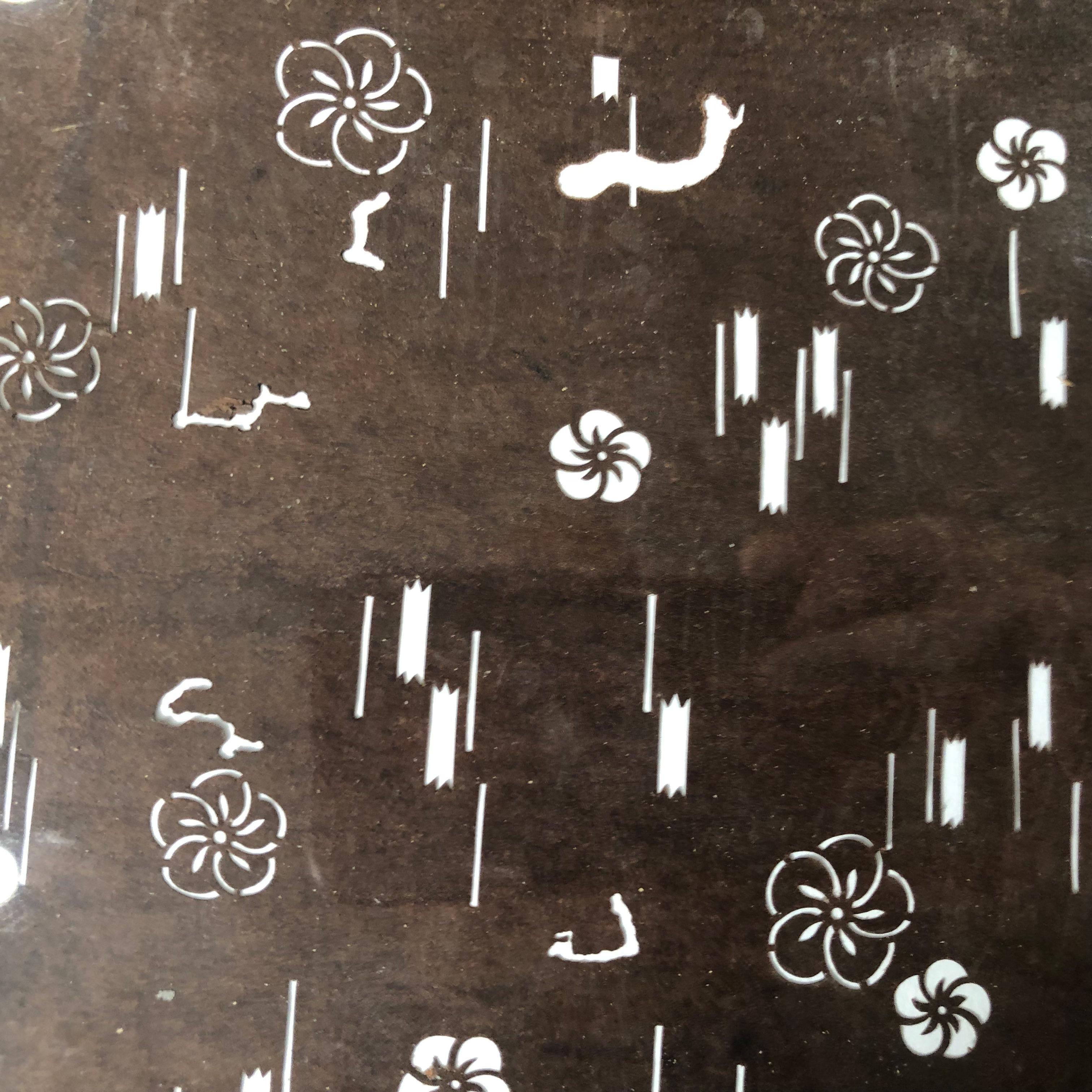 19th Century Japanese Four Antique Hand Carved Kimono Stencils, Immediately Frameable #1