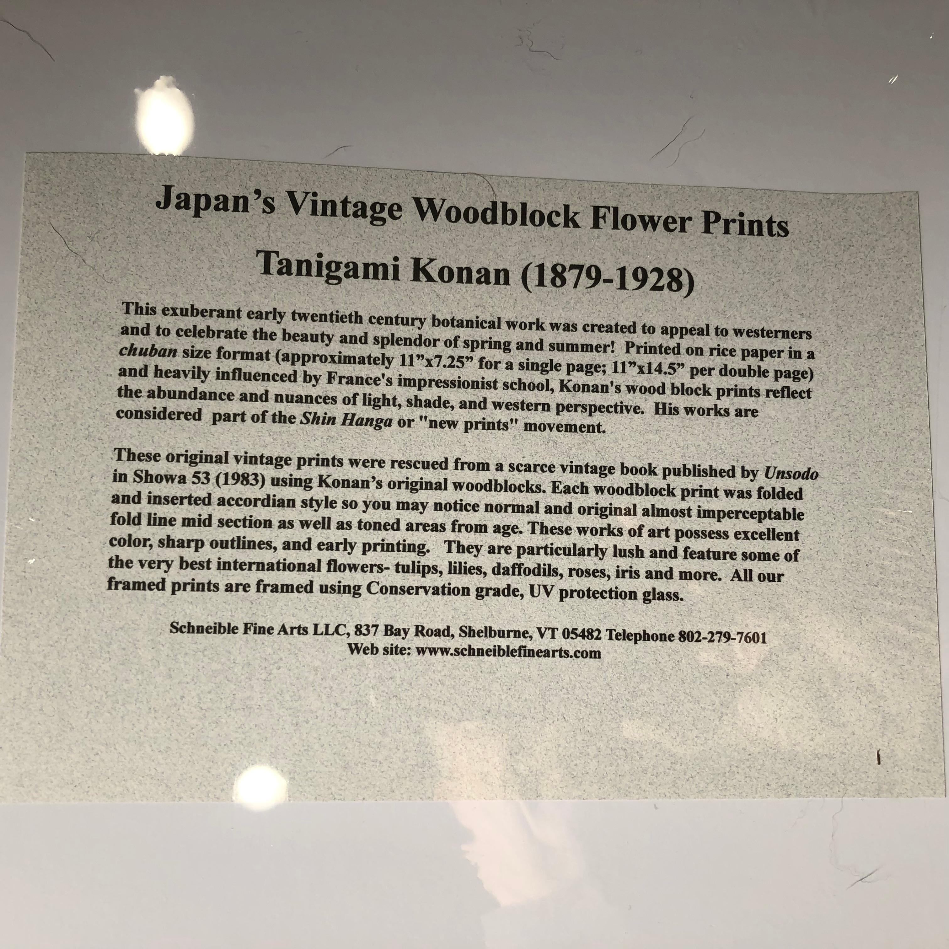 Japanese Four Fine Woodblock Flower Prints, Vibrant Colors, Frameable #1 7