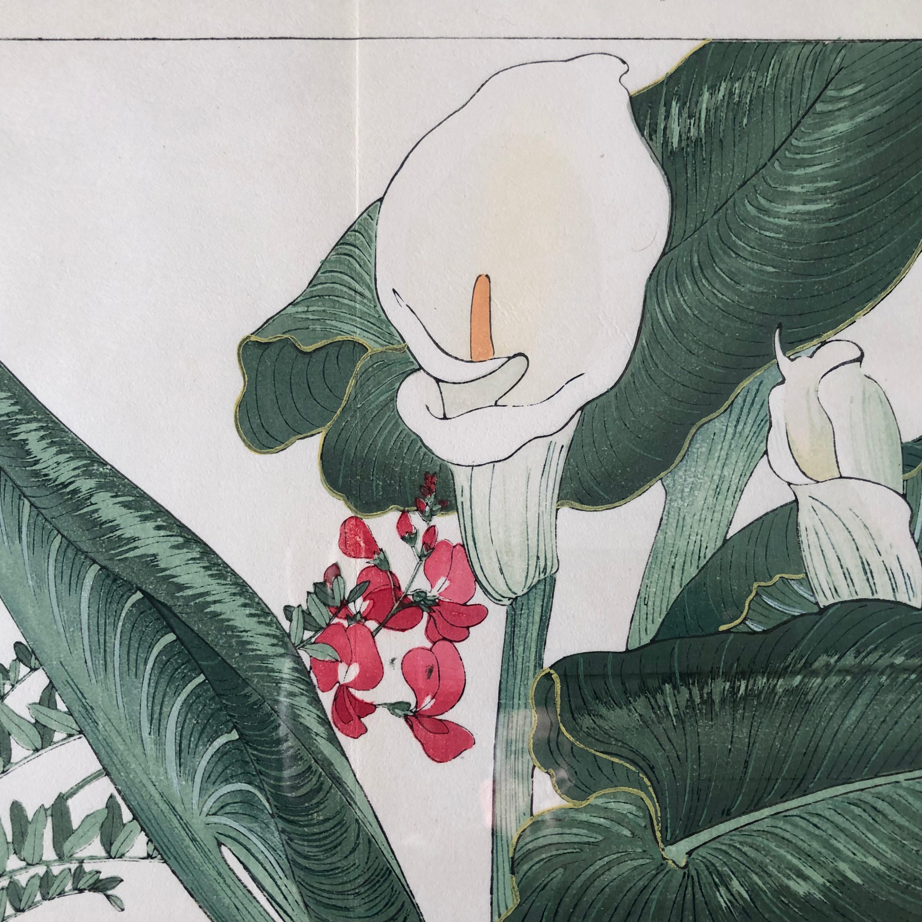 Japanese Four Fine Woodblock Flower Prints, Vibrant Colors, Frameable #1 In Good Condition In South Burlington, VT