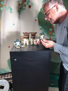 Japanese Four Foo Dogs Shishi Koma-Inu, Two Pair Glazed Works of Art