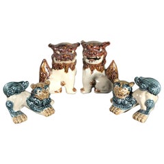 Japanese Four Foo Dogs Shishi Koma-Inu, Two Pair Glazed Works of Art